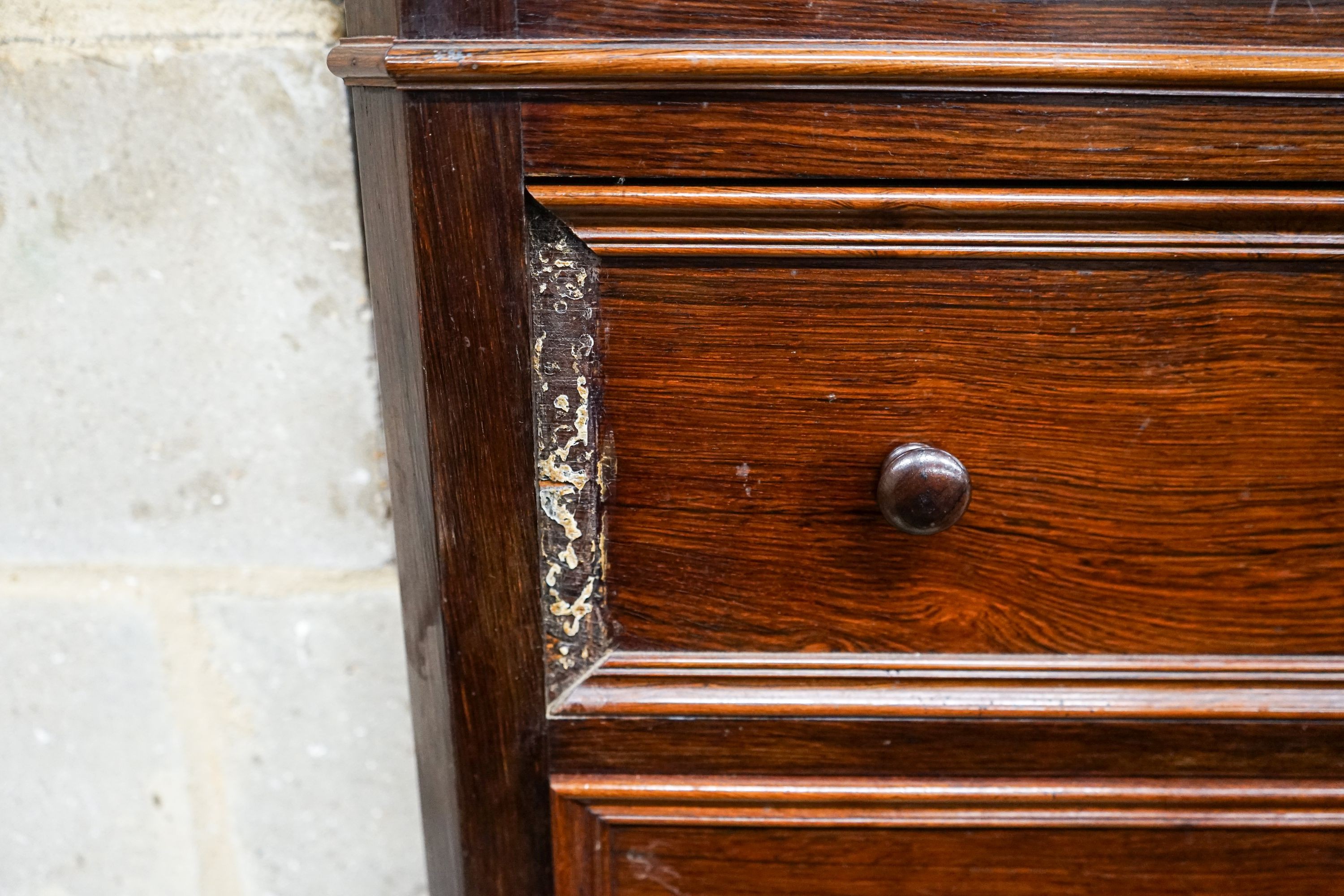 A 19th century French rosewood tall secretaire chest, width 80cm, depth 44cm, height 156cm